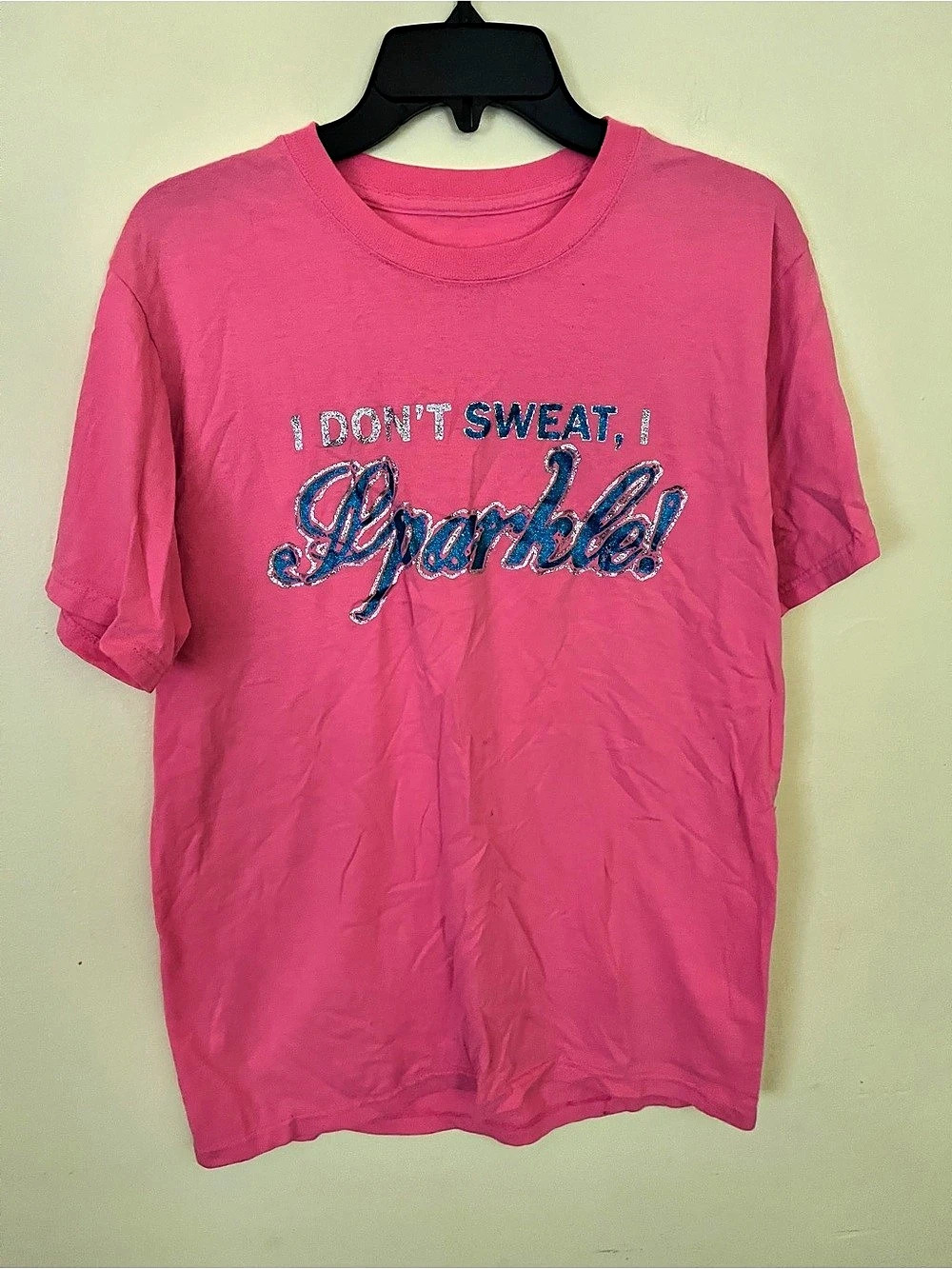 Port and Company Graphic Short Sleeve Tee in Pink Size Medium “I Don’t Sweat I S